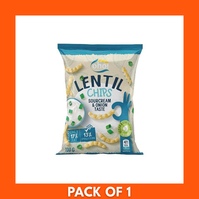 Oho Lentil Crisps with Sour Cream and Onion 1 x 100g