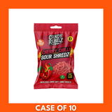 CandyRebelz Cherry Chilli Sour Shredz — pack of ten 120g pouches (10 x 120g) showing the Cherry-Chilli sour shredded candy and CandyRebelz logo on the outer box