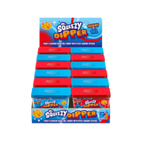 Mr Squeezy Candy Dipper 85g packaging with blue raspberry sour gel and fizzy gummy sticks.