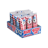 SLUSH PUPPiE Squeezee Candy tubes displayed with classic blue raspberry and strawberry flavours.