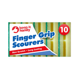 Finger Grip Sponge Scourer with Green Abrasive Side 10pk x 12