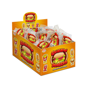 Candy Castle Crew Gummy Burgers in their bright packaging.