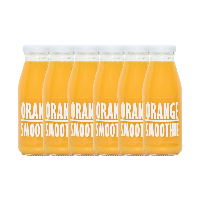 Bottle of Pressuice Orange Smoothie 240ml displayed on a wooden table
