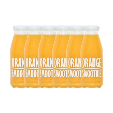 Bottle of Pressuice Orange Smoothie 240ml displayed on a wooden table
