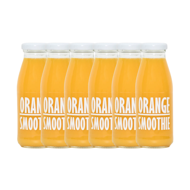 Bottle of Pressuice Orange Smoothie 240ml displayed on a wooden table