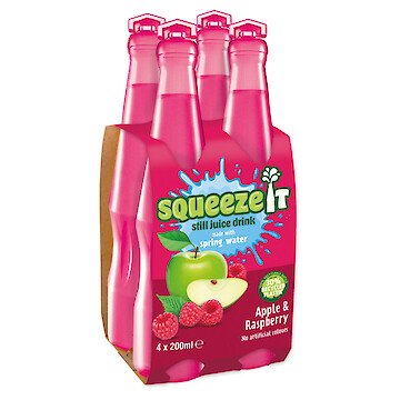 Product image of Squeeze It Still Juice Drink Apple & Raspberry 4 x 200ml by SQUEEZE IT