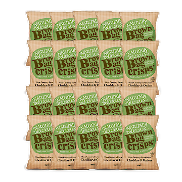 Product image of Brown Bag Crisps West Country Farmhouse Cheddar and Onion 20 x 40g by Brown Bag Crisps