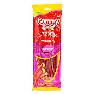 Product image of GUMMY LAND STRAWBERRY FLAVOUR SOFT PENCILS 12 x 150g by Gummy Land