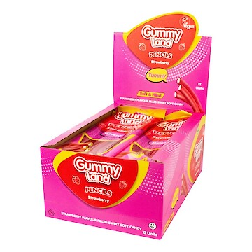 Product image of GUMMY LAND STRAWBERRY FLAVOUR SOFT PENCILS 12 x 150g by Gummy Land