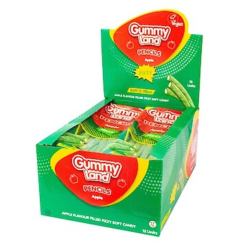 Product image of GUMMY LAND APPLE FLAVOUR FIZZY PENCILS 150G by Gummy Land