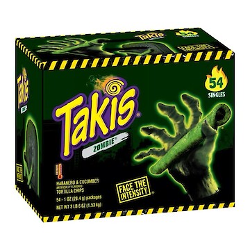 Product image of Takis Habanero (54 x 28.4g), Cucumber and Lime Rolled Tortilla Chips by Takis