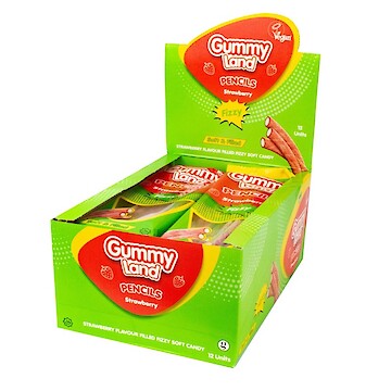 Product image of Gummy Land Strawberry Fizzy Pencils Sweets 150g (Case of 12) by Gummy Land